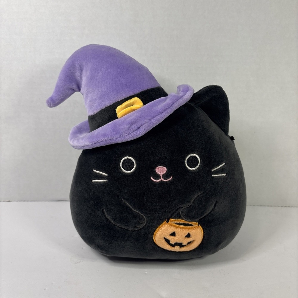 Squishmallows Halloween Autumn Black Cat Purple Witch Hat Pumpkin Plush 8 inch